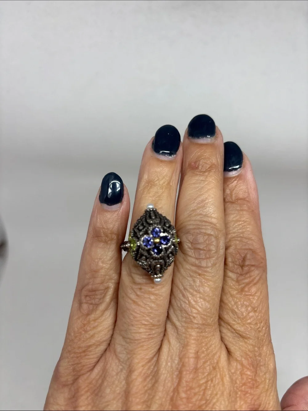 Barbara Bixby Moroccan/Antique style sterling and gold ring